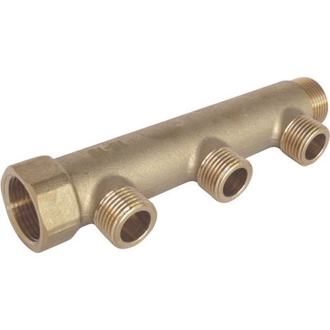 Collecteur mâle-femelle 3/4'' (20/27), 3 départs mâle 1/2'' (15/21), pour sanitaire et chauffage (1/3)