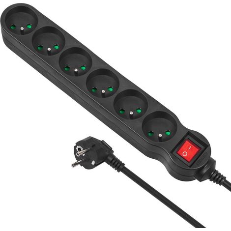 MACLEAN MCE188 RALLONGE ELECTRIQUE BAND BARRETTE D'ALIMENTATION 6 PRISES (5 M) (1/4)
