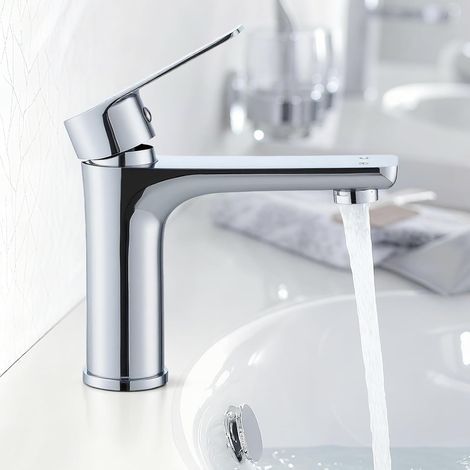 Waschtischarmatur, Warm- und Kaltwasser einstellbar, Ausführung in Chrom und Edelstahl (1/5)