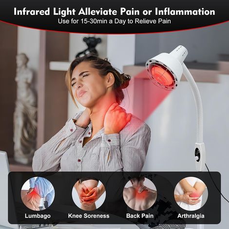 Rotlichtlampe WäRmelampe 275w, Infrarotlampe Medizinisch Mit StäNder, 360 ° Drehen Einstellbare Temperatur Rotlichtlampe Therapie FüR Salon-Massage, Linderung Von Schmerzen (1/5)