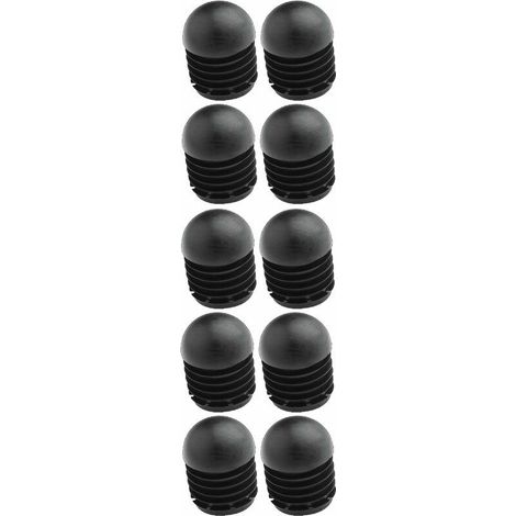 10x Embout de tube rond rentrant à ailettes tête demi-sphérique en PELD Bouchon Capuchon Pied Meuble Table Chaise Protection Extrémité Cannelé, Ø extérieur 50mm noir (1/3)