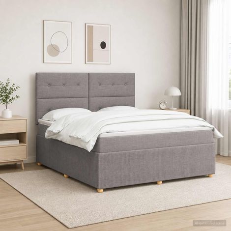 Cama box spring con colchón con cabecera Topo 160 x 200 cm Tela (1/5)