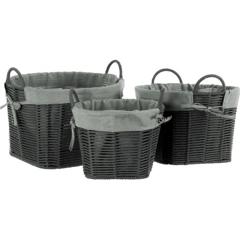Premier Housewares Lida Grey Round Storage Baskets - Set of 3 (1/5)