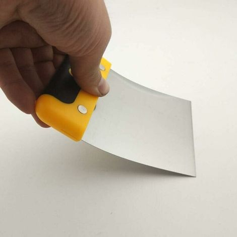 Lot de 4 spatules de carrossier et plâtrier en inox, couteaux à enduire pour lisser placo, boue, racler peinture, tailles 10, 15, 20, 25 cm. (1/4)