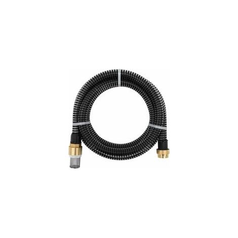 Manguera de aspiración con racores de latón, negra, 1,1" 7 m PVC-Crezuo