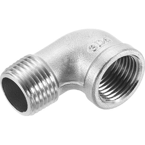 1 Pcs 1/2" PT Male x Female 90 Degré Coude Acier Inoxydable Raccord De Tuyau D'eau Tuyau D'air Tube Pvc Cast (1/5)