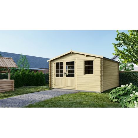 Abri de jardin en bois - 15,21m2 - 3,90x3,90m - Ep. 40mm - Couleur: naturel