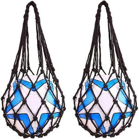 Sac filet de basket-ball, sac de football en filet, porte-ballon de sport, sac de transport en nylon durable pour un seul ballon, lot de 2 bl [jkw] (1/3)