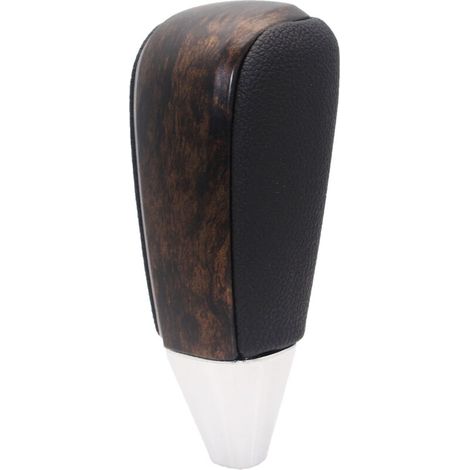 Pommeau de levier de vitesse universel pour Toyota Land Cruiser (filetage 8 mm), cuir perforé grain bois noir, monobloc (sans base), respirant et confortable.