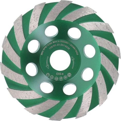 Premium Meule boisseau diamantée 125 mm x 22,2 mm Disque de ponçage diamanté TurboSpeed pour béton, maçonnerie, pierre (1/5)
