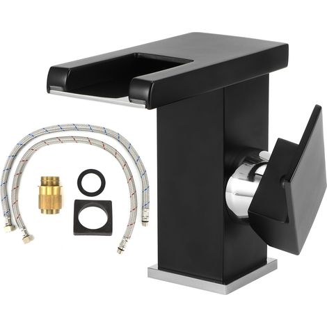 Robinet de lavabo cascade à LED 3 couleurs changeantes, mitigeur à poignée unique, pour salle de bain et cuisine, norme américaine 9/16 (1/5)