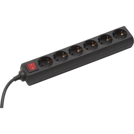 Bloc multiprise avec interrupteur IP20 1,4 m, noir, 7430520 (1/4)