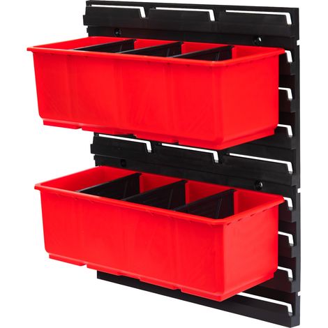 Toolbrothers RHINO Juego de contenedores nº 5 Pared de taller con 2 contenedores para maletín RHINO XXL altura M y organizador altura XL
