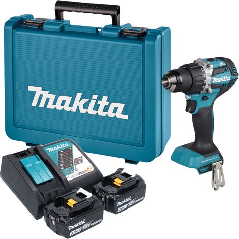 Taladro atornillador a batería Makita DDF 484 RFE de 18 V, 54 Nm, sin escobillas + 2 baterías de 3,0 Ah + cargador + maletín (1/5)