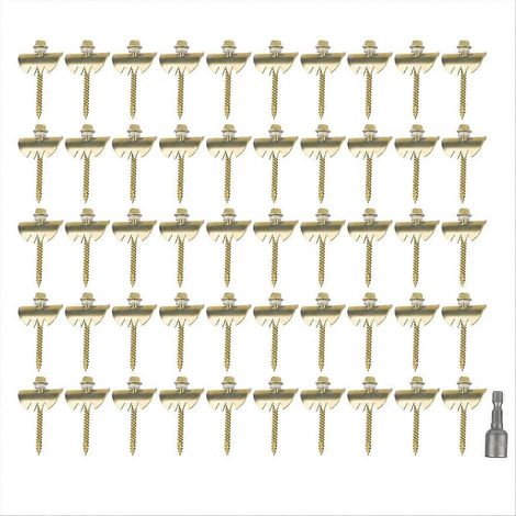 50 attaches en alliage de zinc pour clôture en fil de fer, clous pour clôtures en bois résineux, pour l'agriculture, le jardinage et la réutilisation. (1/5)