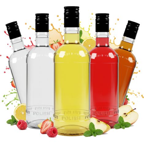 5x Glasflaschen LUXUS 500ml GLASFLASCHE FÜR LIKÖNE, WEIN, SAFT 0,5l (1/5)