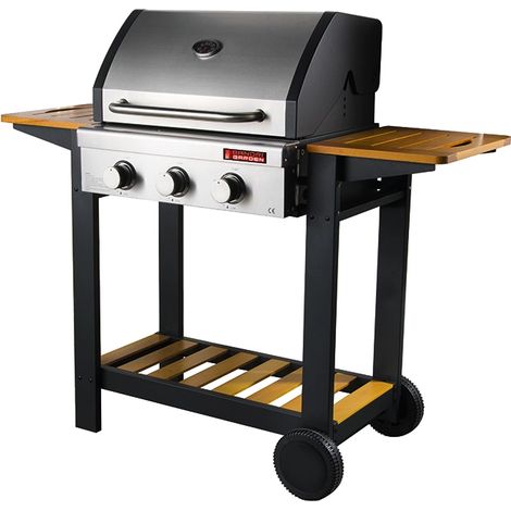 Barbecue Sandrigarden gas Oceania, 3 fuochi steel/wood, 10,8 kw (1/4)