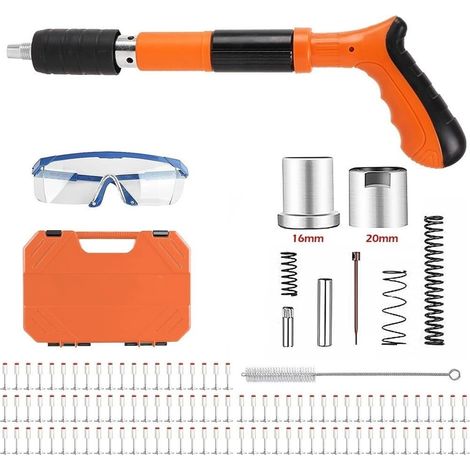 Trade Shop - Mini Pistola Sparachiodi Manuale Con 10 Chiodi Portatile Silenziatore Regolabile - (1/5)