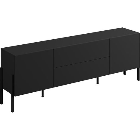 Mueble TV 2 puertas 2 cajones 200 cm Bérénice Negro (1/5)