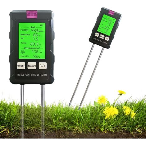 Medidor de suelo 6 en 1, medidor de suelo giratorio de 90°, medidor de humedad del suelo, medidor digital de pH del suelo con temperatura/humedad, medidor de humedad del suelo con pantalla LCD para su (1/4)