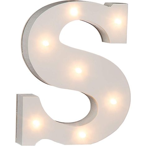 Out of the Blue Lettera S in Legno Illuminabile, con 7 LED, Altezza 16 cm