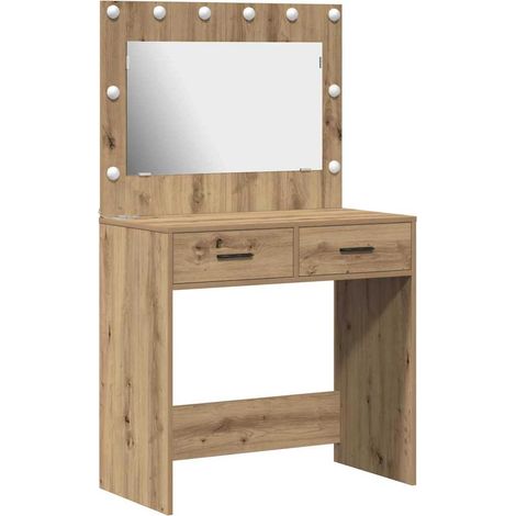Maison Exclusive - Mesa Tocador con cajón Roble artesanal 78,5 x