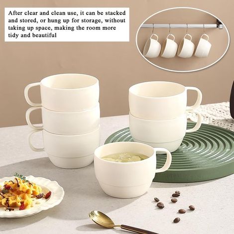 6er-Set Kaffeebecher Kunststoffbecher 350 ml Robust und leicht Ideal für Zuhause Picknicks und Camping Geeignet für heiße und kalte Getränke als (1/4)