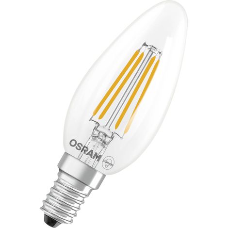 OSRAM Lampe LED mini bougie Classic B40 filament, 2,5 W, E14, transparente, forme bougie, convient pour appliques murales, lampes de chevet, lampes de salle à manger (1/2)