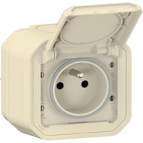 Enchufe de superficie impermeable con toma de tierra, Plexo completo, LEGRAND, gris. LEGRAND (1/5)