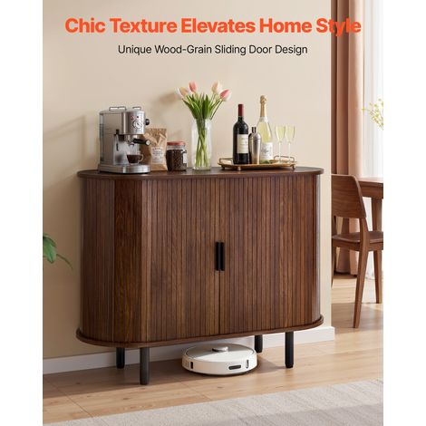 Buffet Style Milieu du Siècle, Meuble de Rangement Cuisine avec 2 Portes Coulissantes, Meuble pour Coin Café avec Rangement Stable,… (1/5)