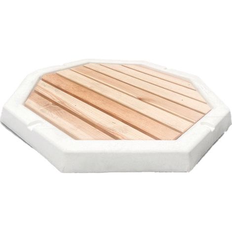Piatto Doccia Ottagonale da Esterno Giardino 80 cm con Listelli di Legno Arkema Bianco
