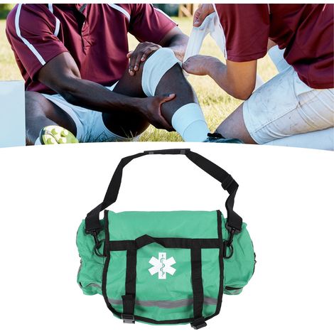 Bolsa de primeros auxilios grande, bolsa de emergencia con correa ajustable y tiras reflectantes, tejido Oxford de PU 600D, verde. (1/5)
