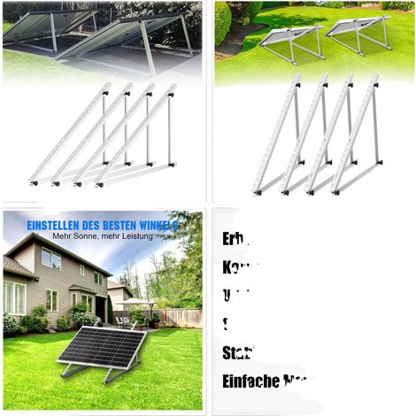 Sistema de montaje fotovoltaico, material de aluminio, longitud de pata larga 1180 mm, longitud de pata corta 545 mm, ángulo ajustable de 0° a 90°, compatible con módulos solares. (1/5)