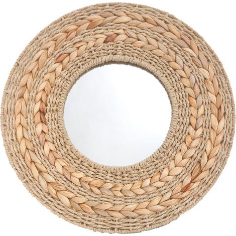 Runder, dekorativer Wandspiegel, modernes Design, ideal für Wohnzimmer, Badezimmer und Schlafzimmer, natürlicher Stil, 45 cm