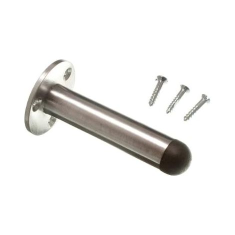 Butée de porte en chrome satiné avec vis 75 mm