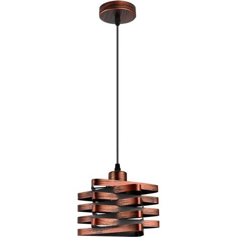 Lampe suspendue industrielle Lampes suspendues vintage de ferme avec cage en métal, éclairage suspendu à chaîne réglable pour couloir, porche (E27) (1/4)