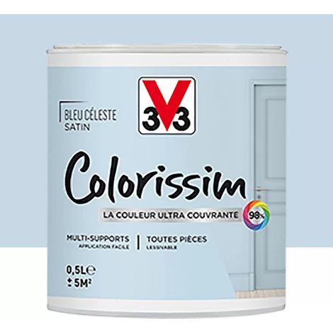 Peinture Multi-supports V33 Colorissim Satin Bleu céleste 0,5 L (1/4)