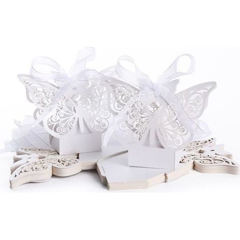 50pcs Boîte-Cadeau Boîte à dragées pour Mariage(Blanc) (1/4)