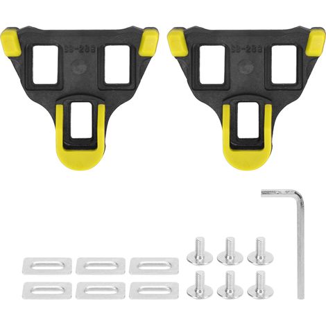 TB‑011 Fixations Universales pour Vélo de Route avec Flottement de 6 Degrés et Système Auto-Blocant, Noir et Jaune (1/5)