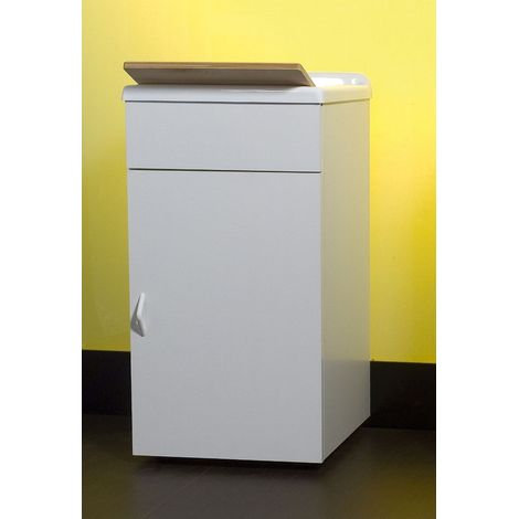 Bagno Italia Lavatoio Lavapanni da 45x85hx50 pilozza con 1 anta bianco con tavola in legno (1/4)