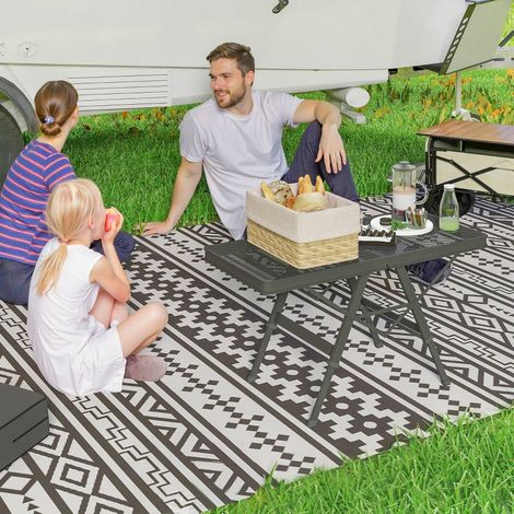 Gartentisch klappbar mit 2-stufiger Höhenverstellung, Metallgitter-Tischplatte, für Camping 90 x 40.5 x 48/58 cm