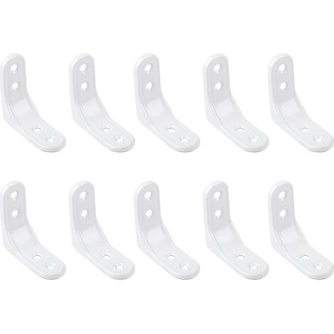 Support à angle droit, 10 pièces de support à angle droit, support en acier inoxydable blanc, support fixe blanc de 50 mm, support à angle droit en forme de L à 90 degrés-Étagère murale