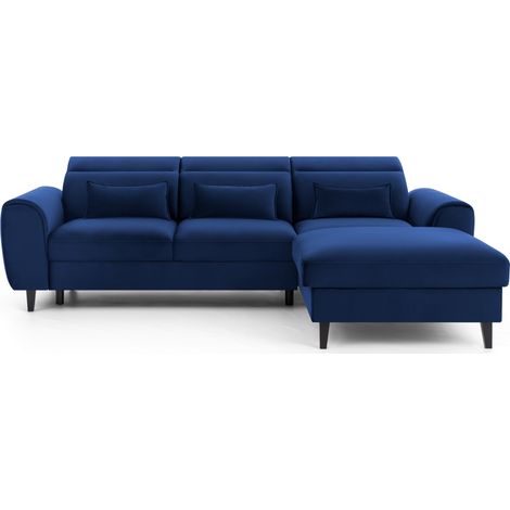 Canapé d'angle convertible bleu marine angle droit 4 places FABLE (1/5)