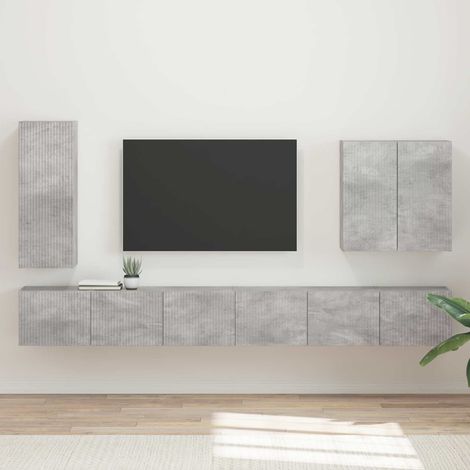Conjunto de mueble para TV de pared 6 pcs Gris Concreto