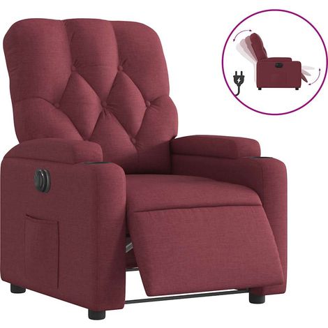 Maison Exclusive - Sillón reclinable eléctrico tela rojo tinto