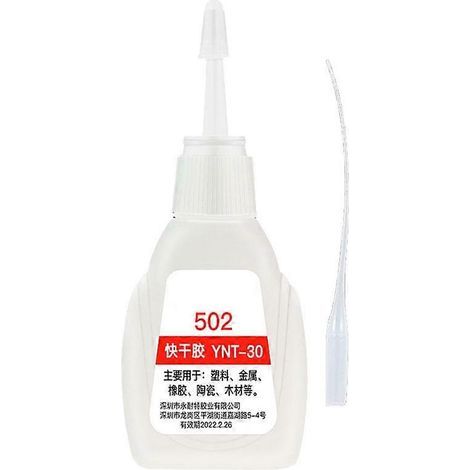 Colle forte 502, pour cuir, caoutchouc, bois et métal. Super-colle liquide à forte adhérence. (1/4)
