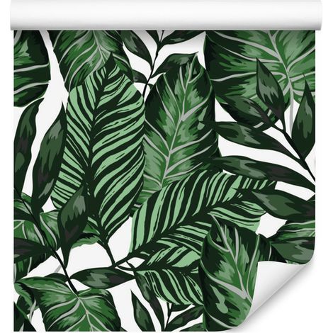 Papel pintado de acuarela con hojas tropicales para salón y dormitorio, 50x1000 cm. (1/5)