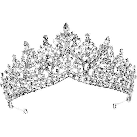 Hochzeitstiara, Braut-Haarschmuck, elegante Haarspange, modisches Kronen-Haarband, Haarband für Abschlussball, Geburtstag, Hochzeit, Mädchen-Style B Silver (1/5)