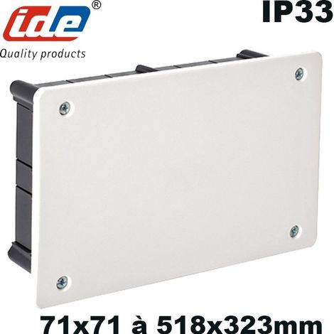 IDE – Boîte de dérivation à sceller 108x168x50mm – Cache en plastique blanc – Pré-découpée pour câbles – Installation murale facile (1/2)