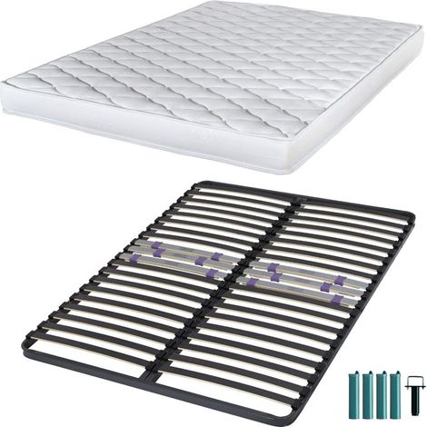 Matelas mousse + Sommier métal C223 140x190 Marly - Hauteur 15 cm - Soutien ferme (1/5)